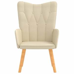 vidaXL Fotel, kremowy, obity tkaniną