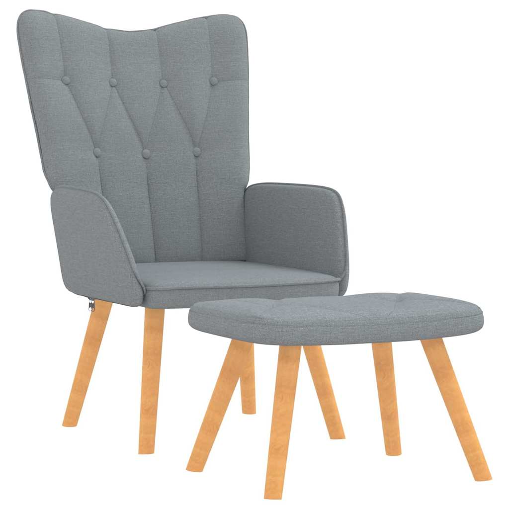 vidaXL Relaxační křeslo se stoličkou světle šedé textil