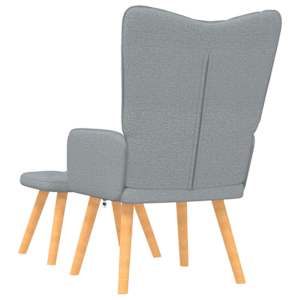 Relaxační křeslo se stoličkou světle šedé textil - obrázek 4