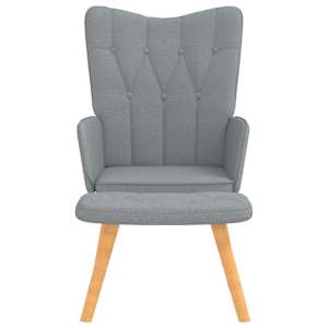 Relaxační křeslo se stoličkou světle šedé textil - obrázek 8