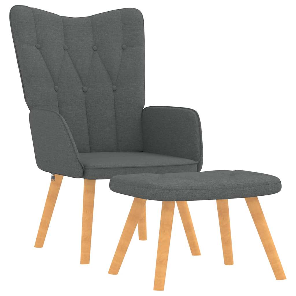 vidaXL Relaxační křeslo se stoličkou tmavě šedé textil