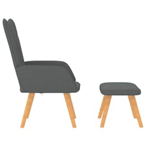 Relaxační křeslo se stoličkou tmavě šedé textil - obrázek 3