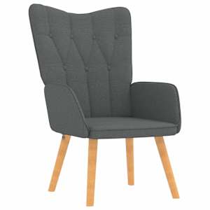 Relaxační křeslo se stoličkou tmavě šedé textil - obrázek 5