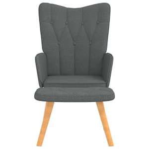 Relaxační křeslo se stoličkou tmavě šedé textil - obrázek 8