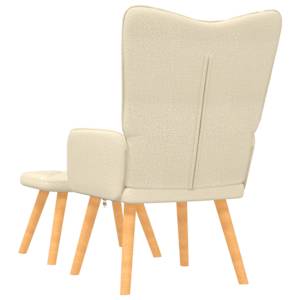 Relaxační křeslo se stoličkou krémové textil - obrázek 4