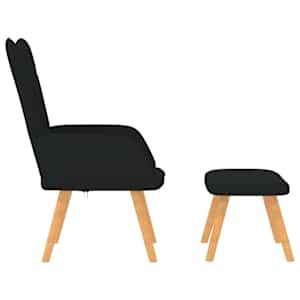 Relaxační křeslo se stoličkou černé textil - obrázek 3