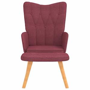 Relaxační křeslo se stoličkou vínové textil - obrázek 8