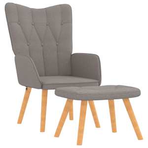 Relaxační křeslo se stoličkou taupe textil - obrázek 2