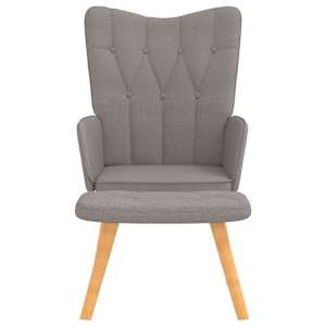 Relaxační křeslo se stoličkou taupe textil - obrázek 8