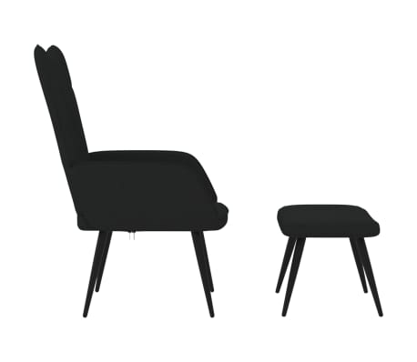 vidaXL Fotel z podnóżkiem, czarny, obity tkaniną
