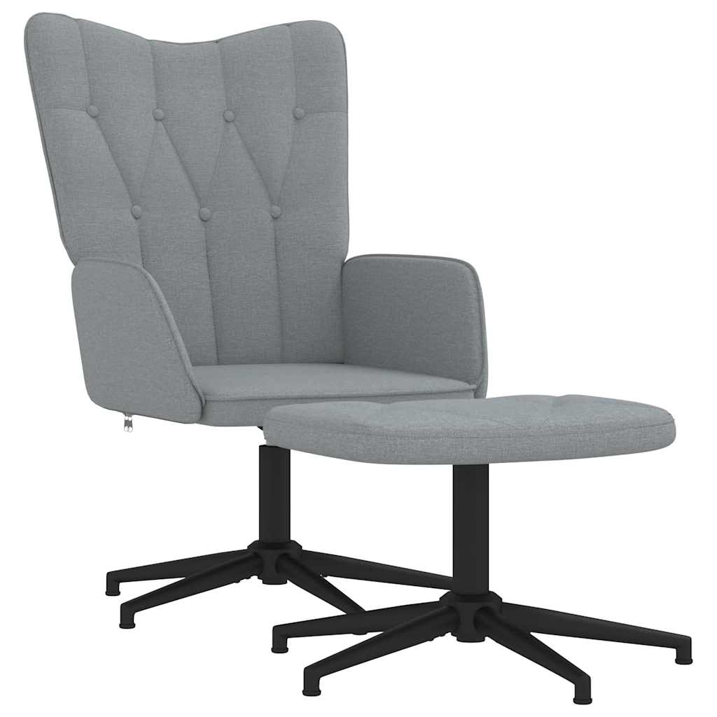 Chaise de relaxation avec tabouret Gris clair Tissu