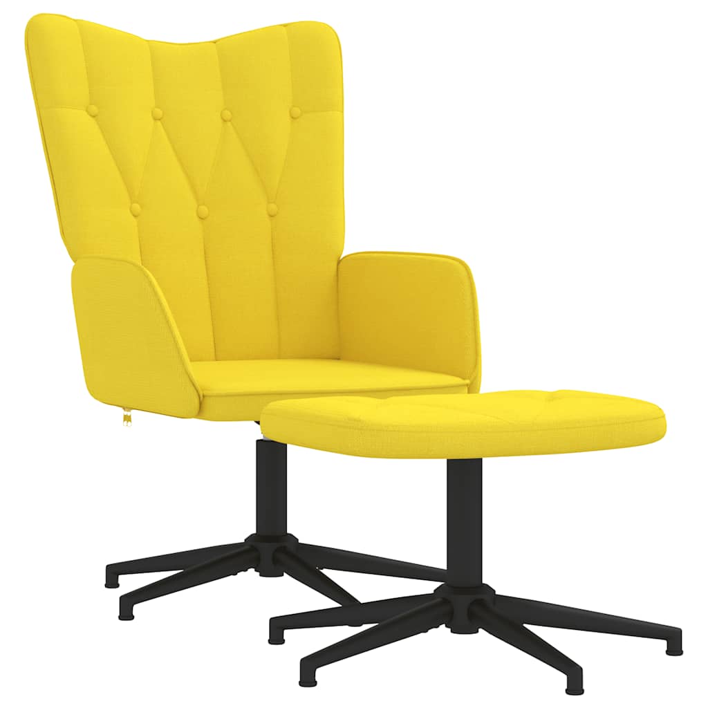 Chaise de relaxation avec tabouret Jaune moutarde Tissu