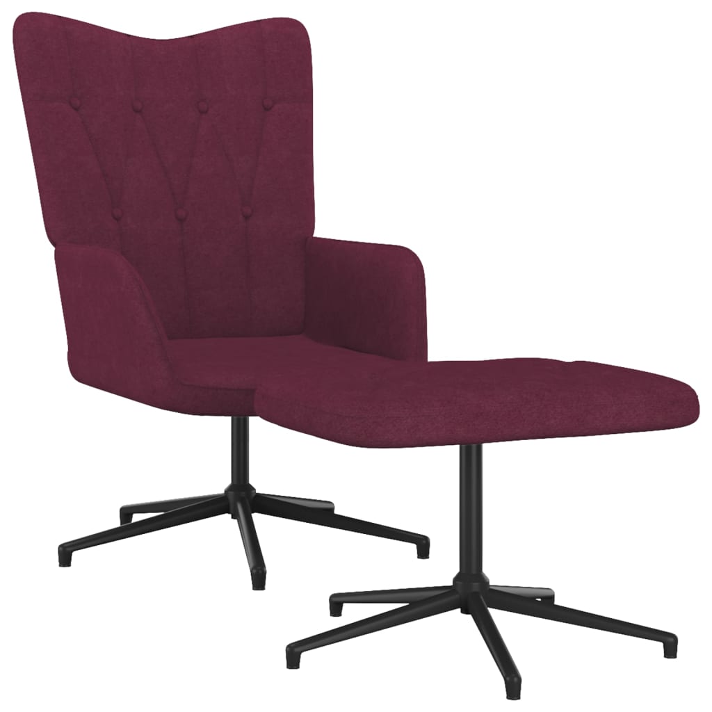 Relaxační křeslo se stoličkou fialové textil