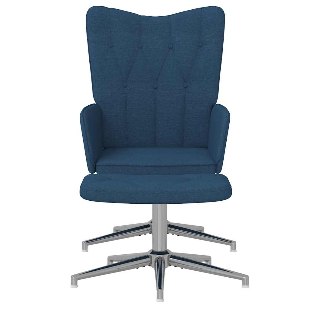 

vidaXL Relaxstoel met voetenbank stof blauw