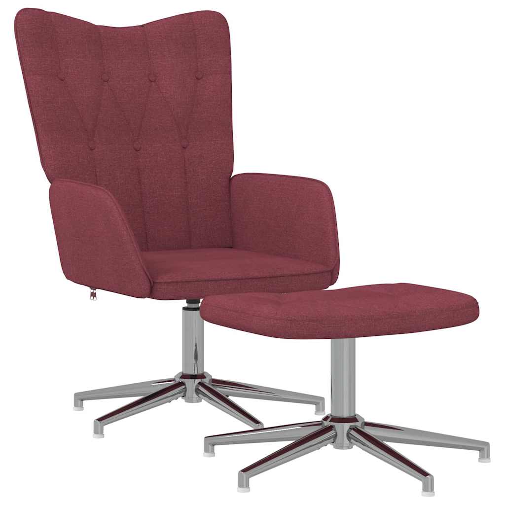 vidaXL Scaun de relaxare cu taburet, roșu vin, textil vidaxl.ro