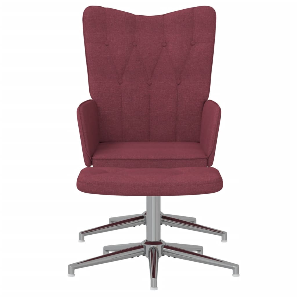 vidaXL Chaise de relaxation avec tabouret Rouge bordeaux Tissu