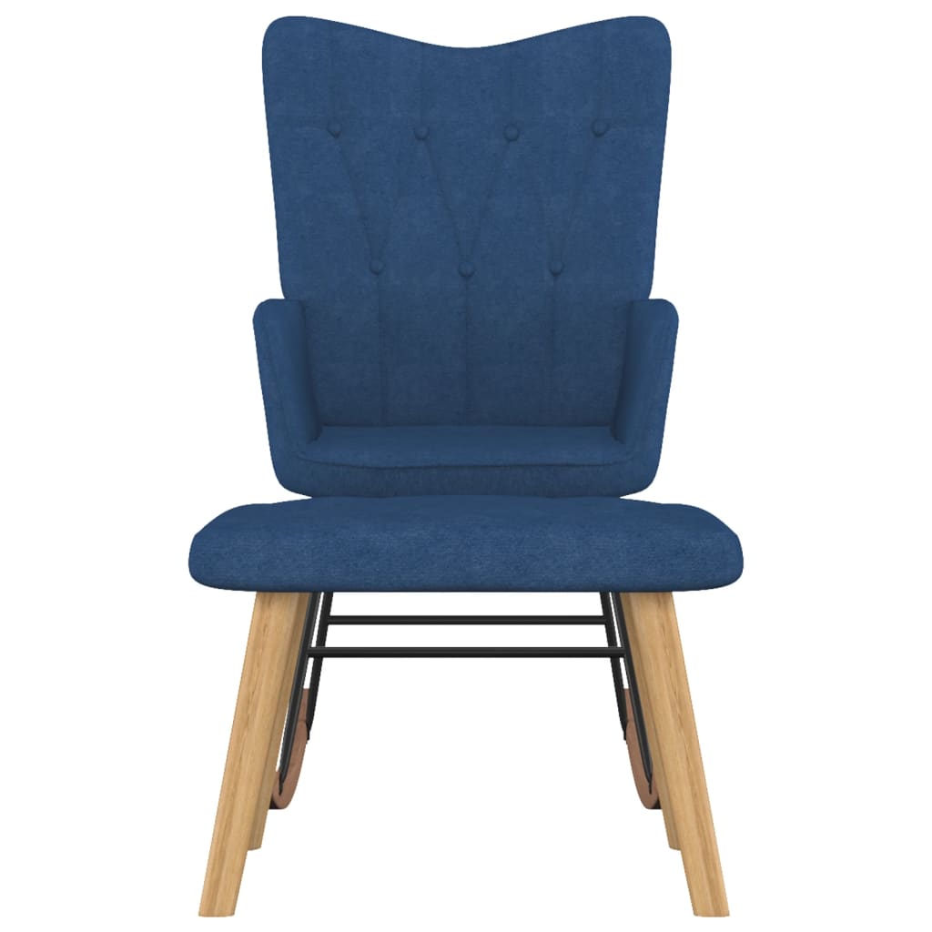 vidaXL Chaise à bascule avec repose-pied Bleu Tissu