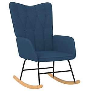Houpací křeslo se stoličkou modré textil - obrázek 6