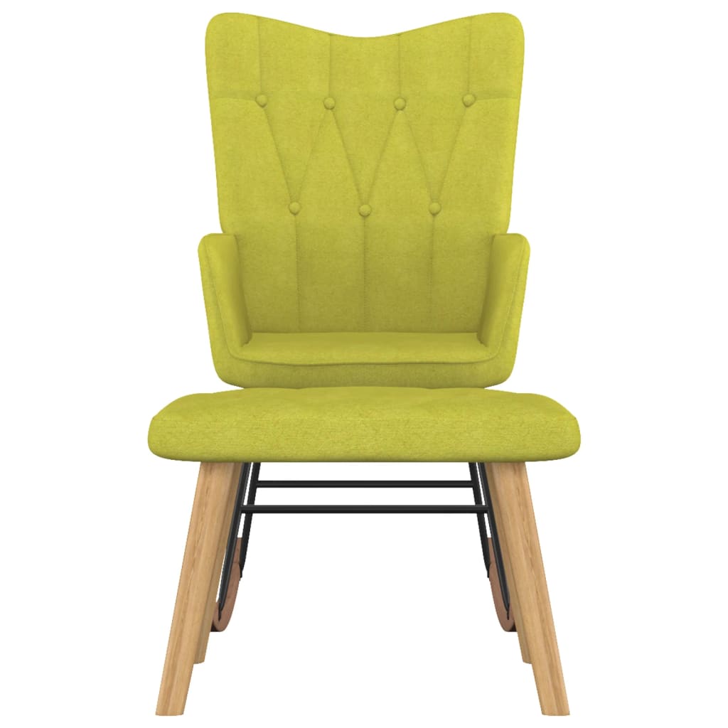 vidaXL Chaise à bascule avec tabouret Vert Tissu