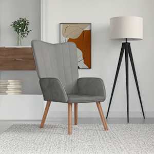 Stol za sproščanje svetlo siv žamet