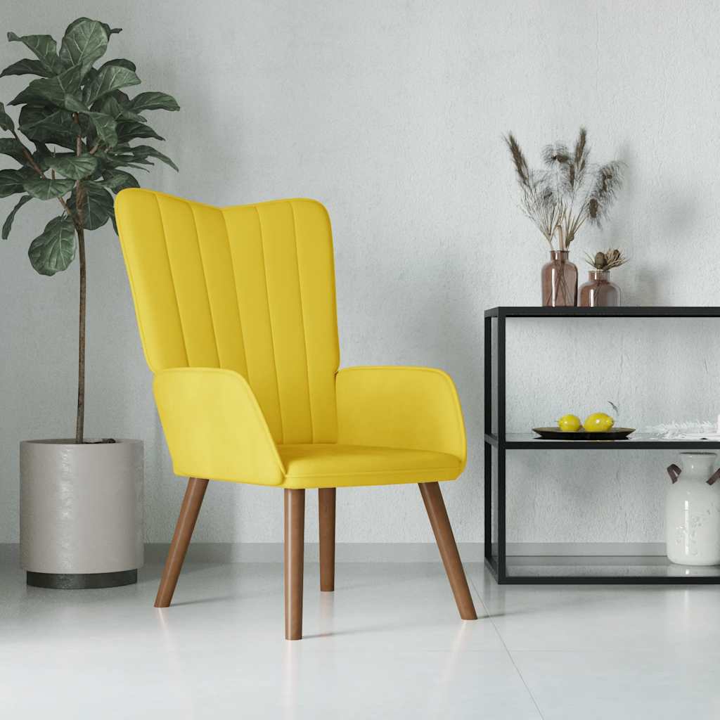 vidaXL Fotel, musztardowy, obity aksamitem