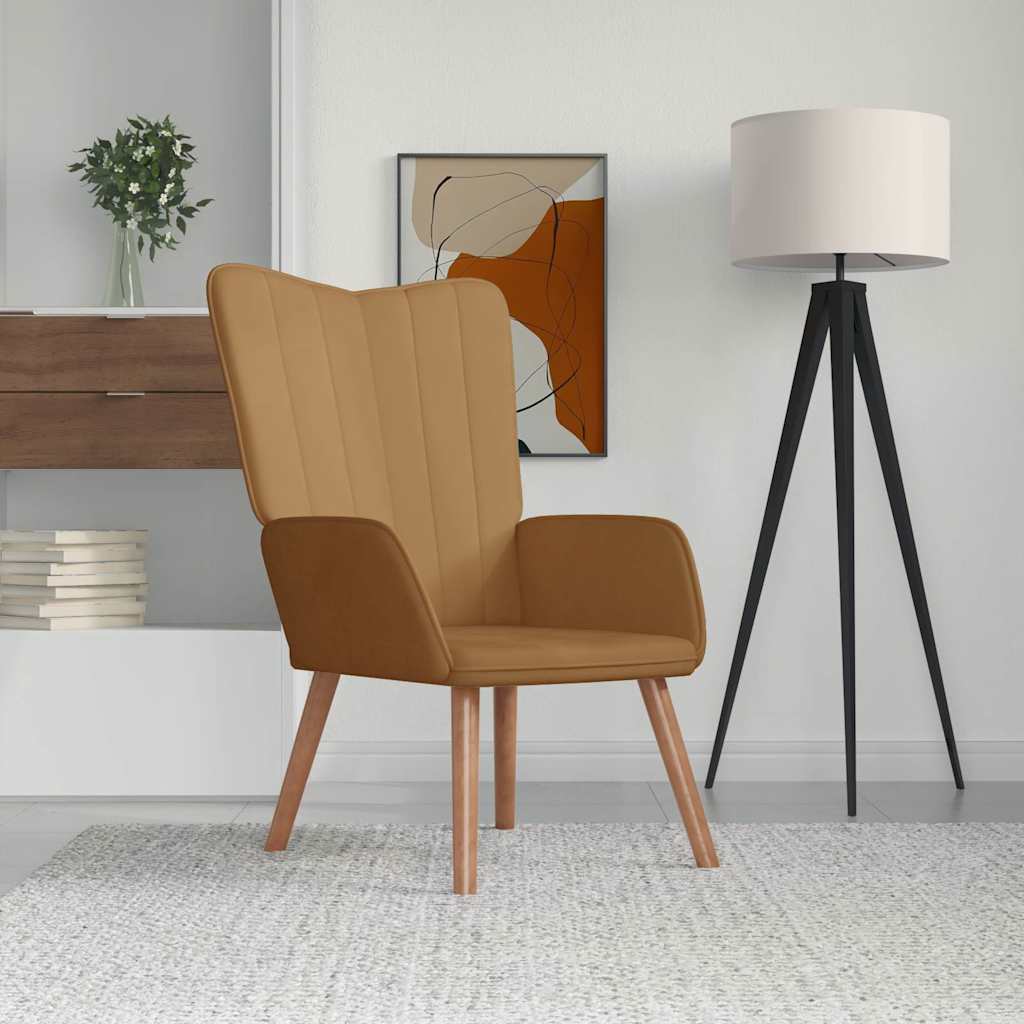 vidaXL Fotel, br�zowy, obity aksamitem