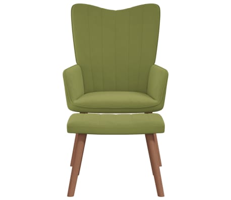 vidaXL Stol za sproščanje s stolčkom svetlo zelen žamet