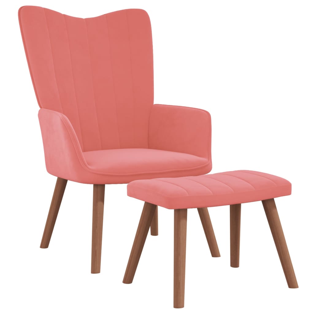 Relaxační křeslo se stoličkou růžové samet