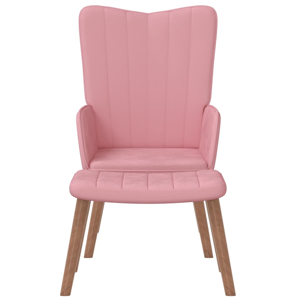 vidaXL Relaxstoel met voetenbank fluweel roze afbeelding