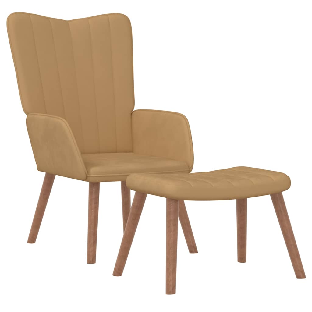 VidaXL Relaxační křeslo se stoličkou hnědé samet