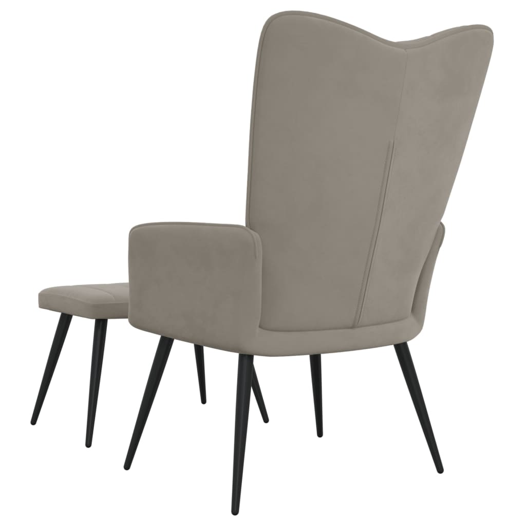 Poilsio kėdė su pakoja, šviesiai pilkos spalvos, aksomas | Stepinfit