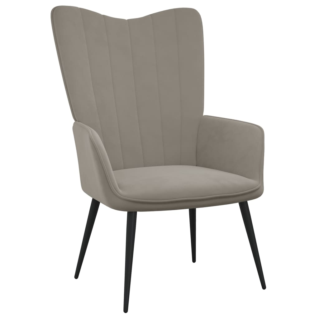 Poilsio kėdė su pakoja, šviesiai pilkos spalvos, aksomas | Stepinfit