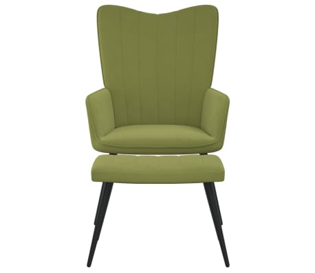 vidaXL Chaise de relaxation avec repose-pied Vert clair Velours