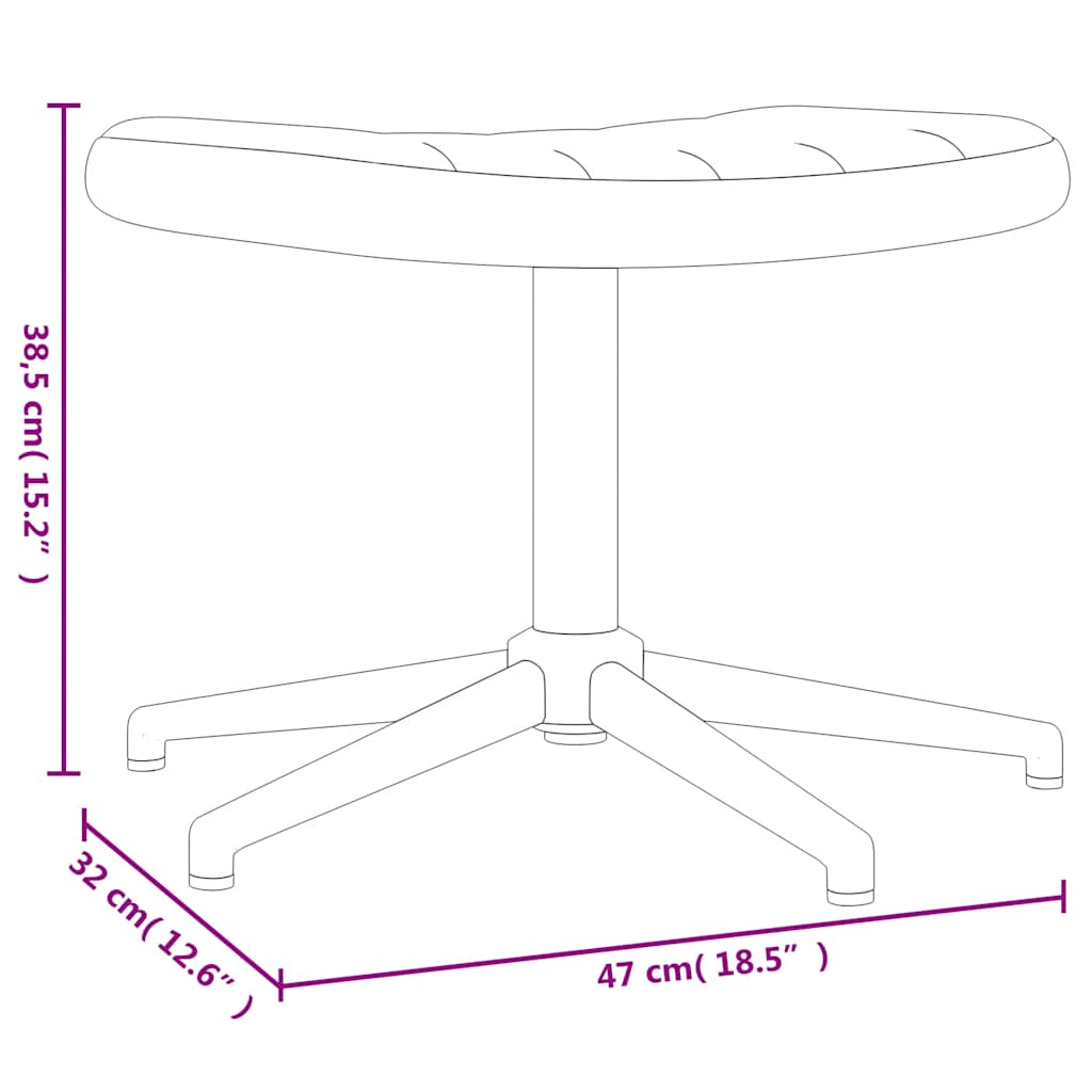 Релакс стол с табуретка, черен, кадифе