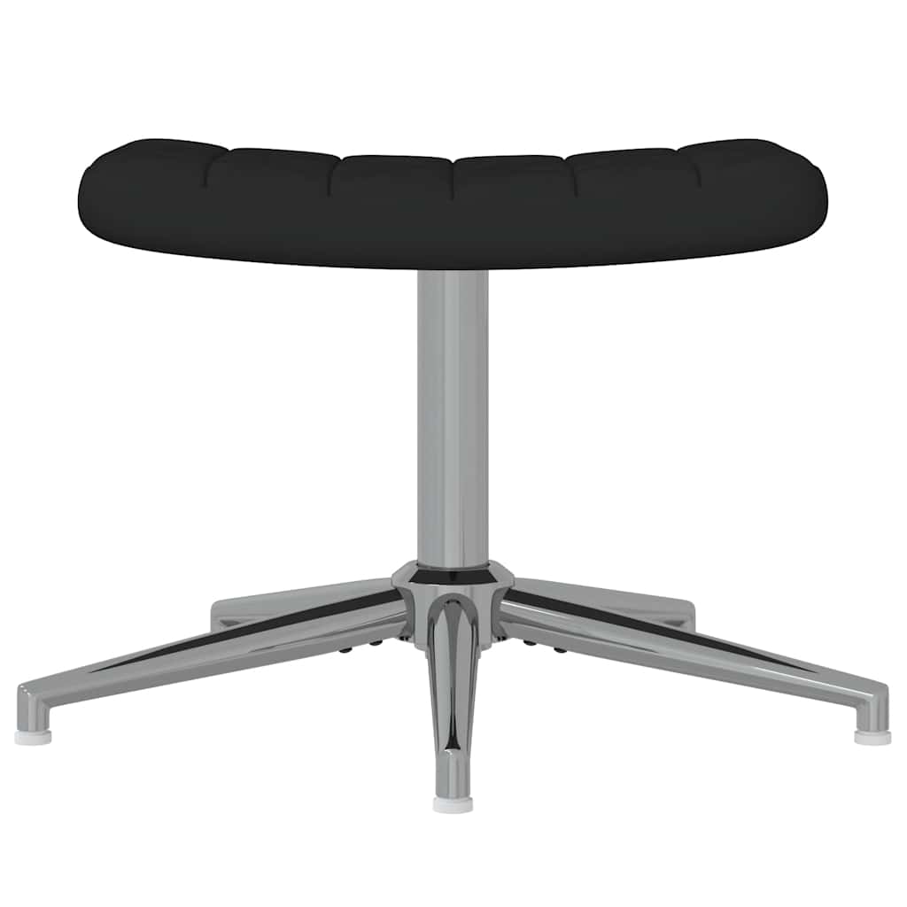 Релакс стол с табуретка, черен, кадифе