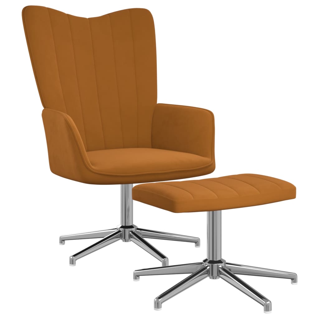 vidaXL Relaxstoel met voetenbank fluweel bruin