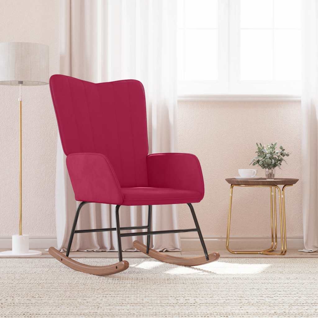 vidaXL Fotel bujany, winna czerwie, tapicerowany aksamitem