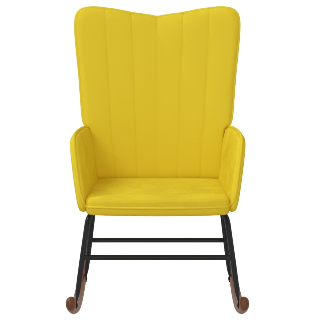 vidaXL Chaise à bascule Jaune moutarde Velours