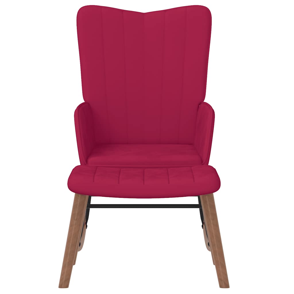 Thumbnail - vidaXL Schaukelstuhl mit Hocker Samt Weinrot