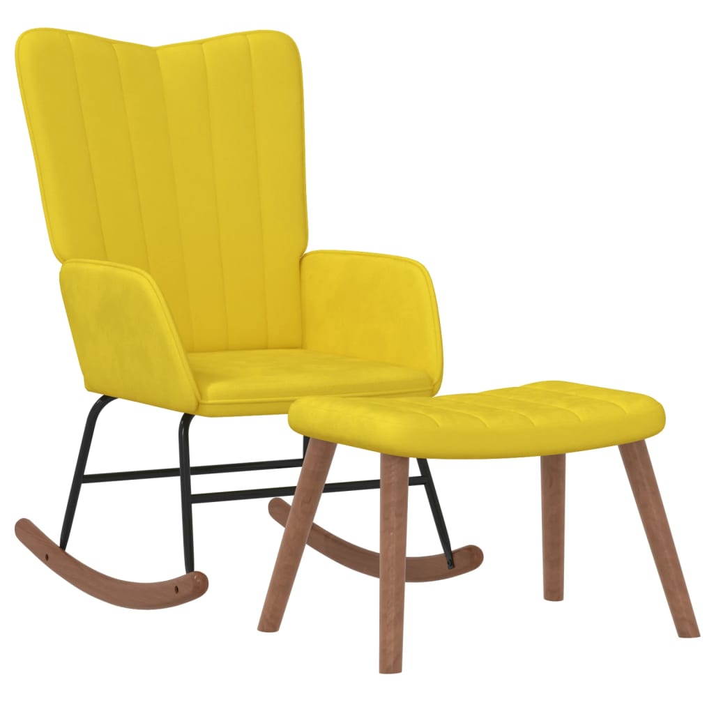 vidaXL Chaise à bascule avec repose-pied Jaune moutarde Velours