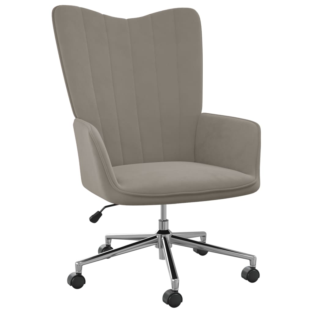 Poilsio kėdė, šviesiai pilkos spalvos, aksomas | Stepinfit