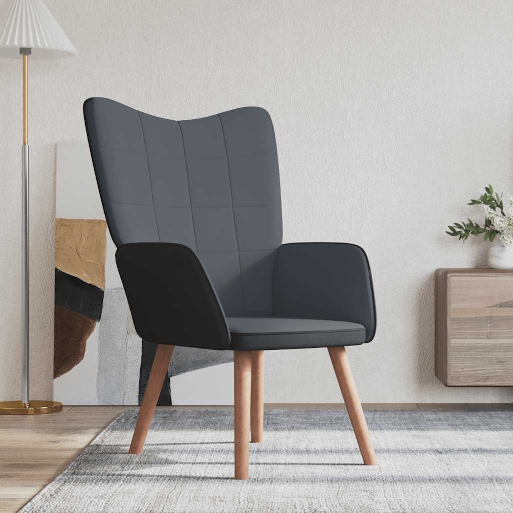 Chaise de relaxation Gris foncé Velours et PVC