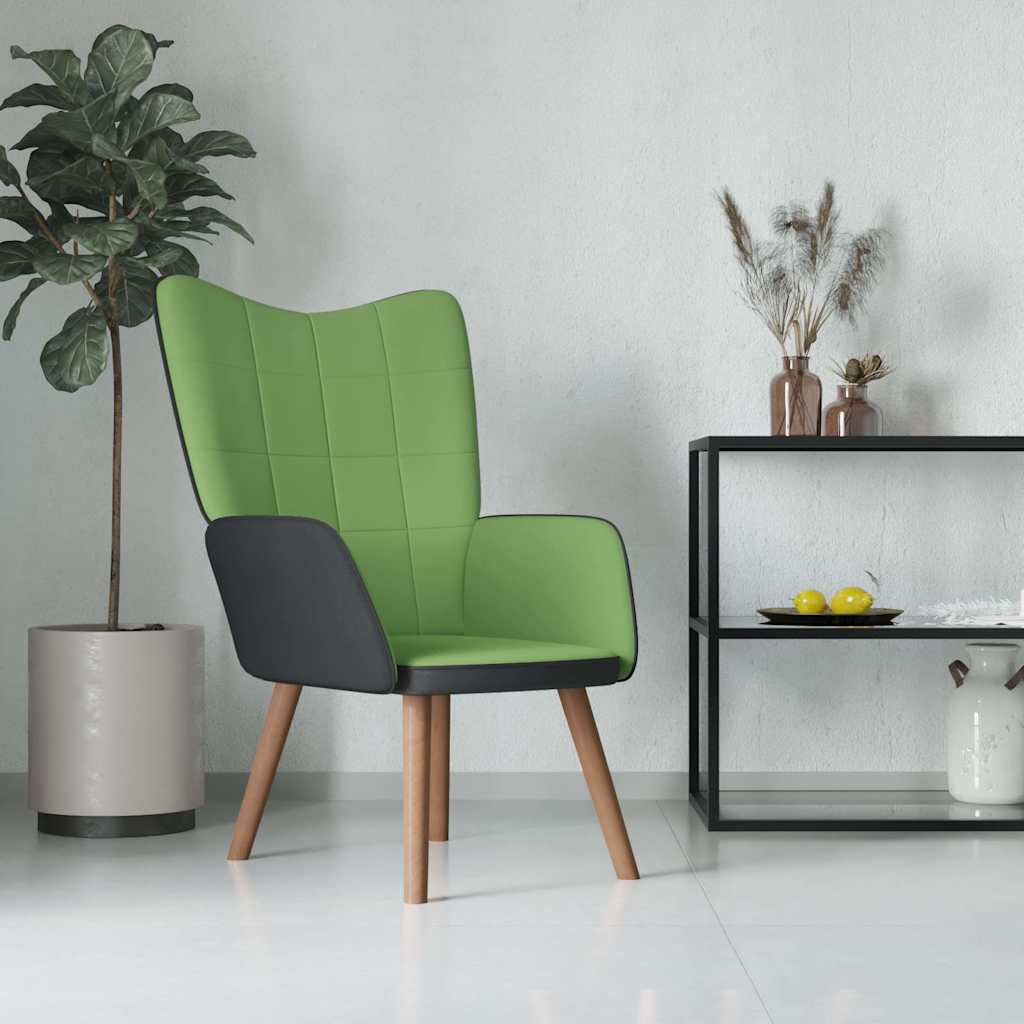 vidaXL Fotel, jasnozielony, obity aksamitem i PVC