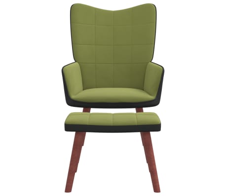 vidaXL lænestol med fodskammel fløjl og PVC lysegrøn