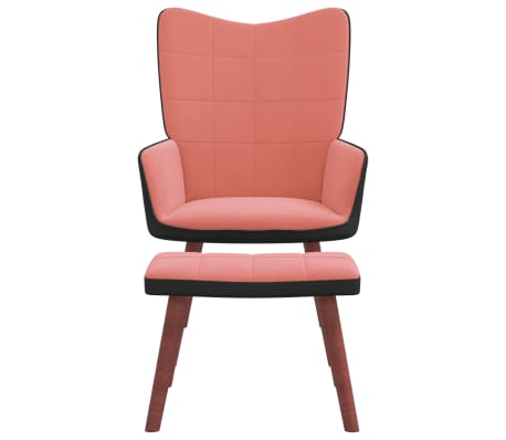 vidaXL Fotel z podnóżkiem, różowy, obity aksamitem i PVC