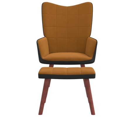 vidaXL Fotel z podnóżkiem, brązowy, obity aksamitem i PVC