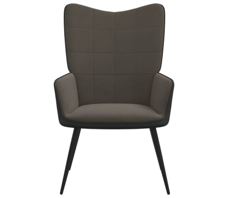vidaXL Cadeira de descanso PVC e veludo cinzento-escuro