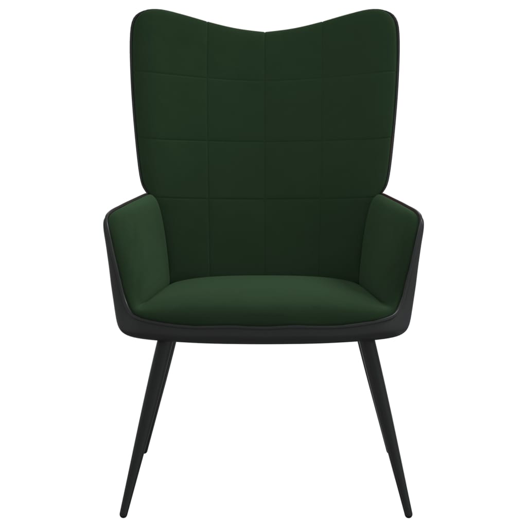 vidaXL Silla de relajación de terciopelo verde oscuro y PVC