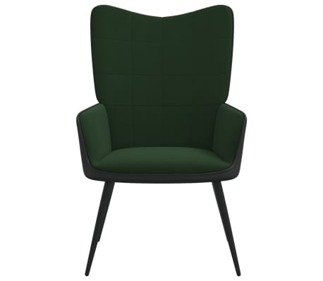 vidaXL Poilsio kėdė, tamsiai žalios spalvos, aksomas ir PVC