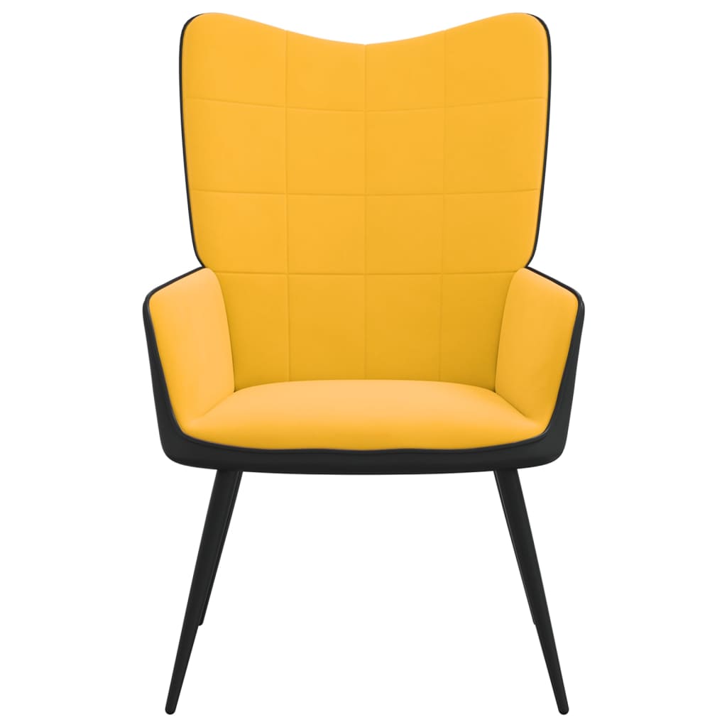 vidaXL Poilsio kėdė, garstyčių geltonos spalvos, aksomas ir PVC